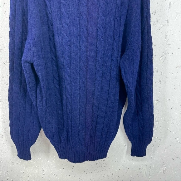 Wilmington Country Store Size Large Navy Blue 100% Scottish Wool Sweater - Picture 6 of 16